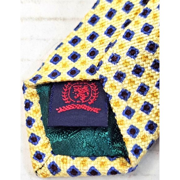 Vtg Tommy Hilfiger Red & Yellow Repp Geometric Silk Tie For Men - Picture 2 of 6